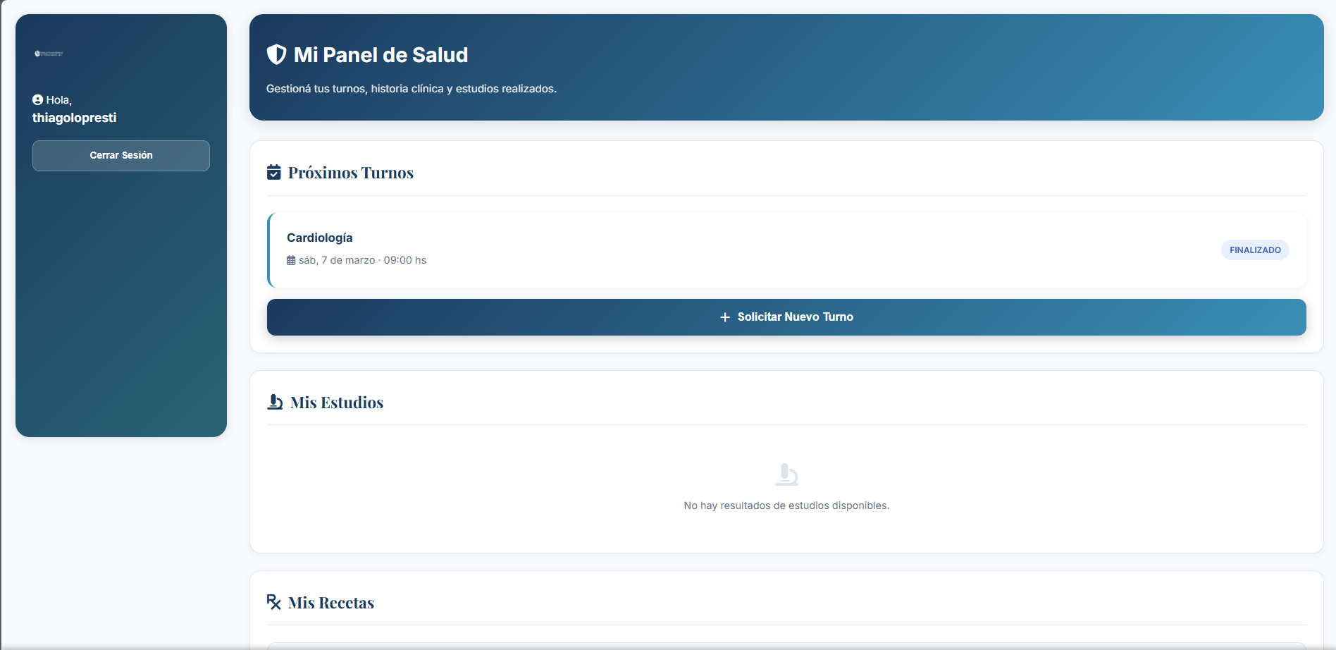 Vista del Tablero del Paciente